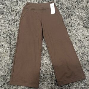 ALO Yoga Brown Wide-Leg Track Pants with Rib Waistband